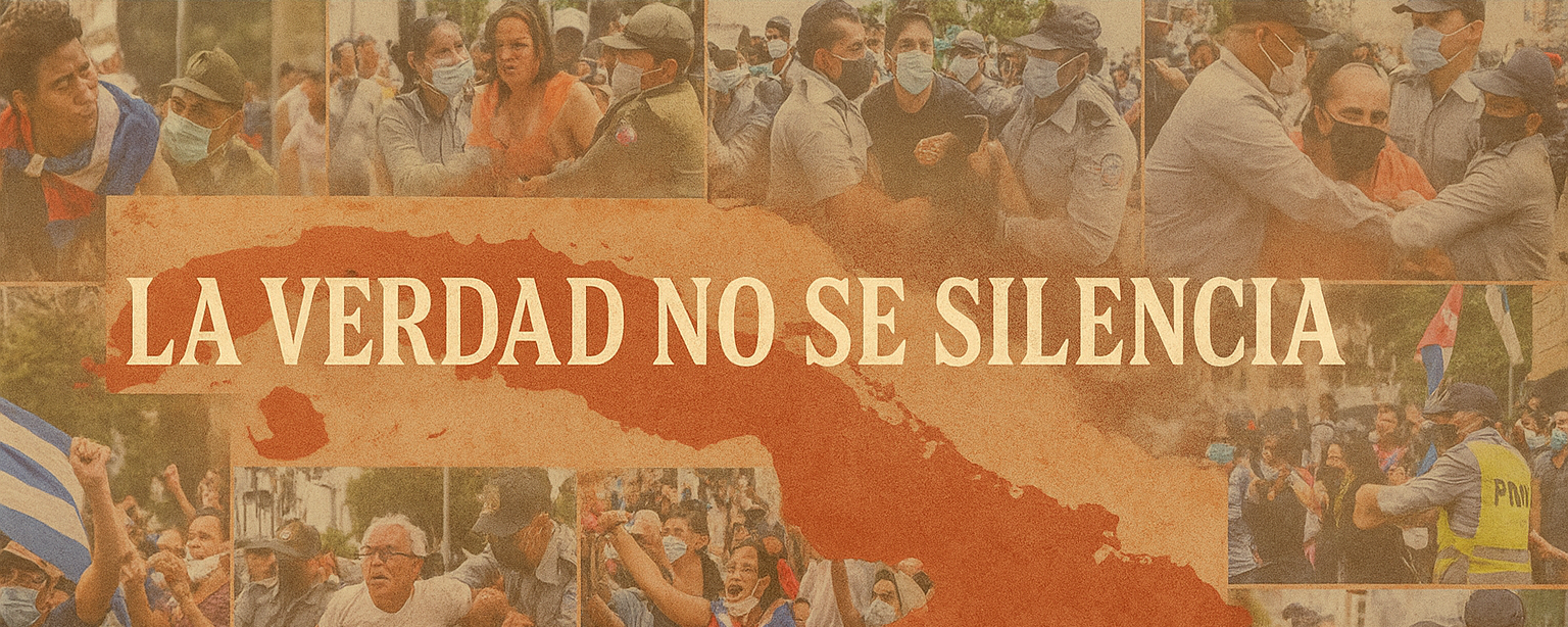 Banner represión en Cuba